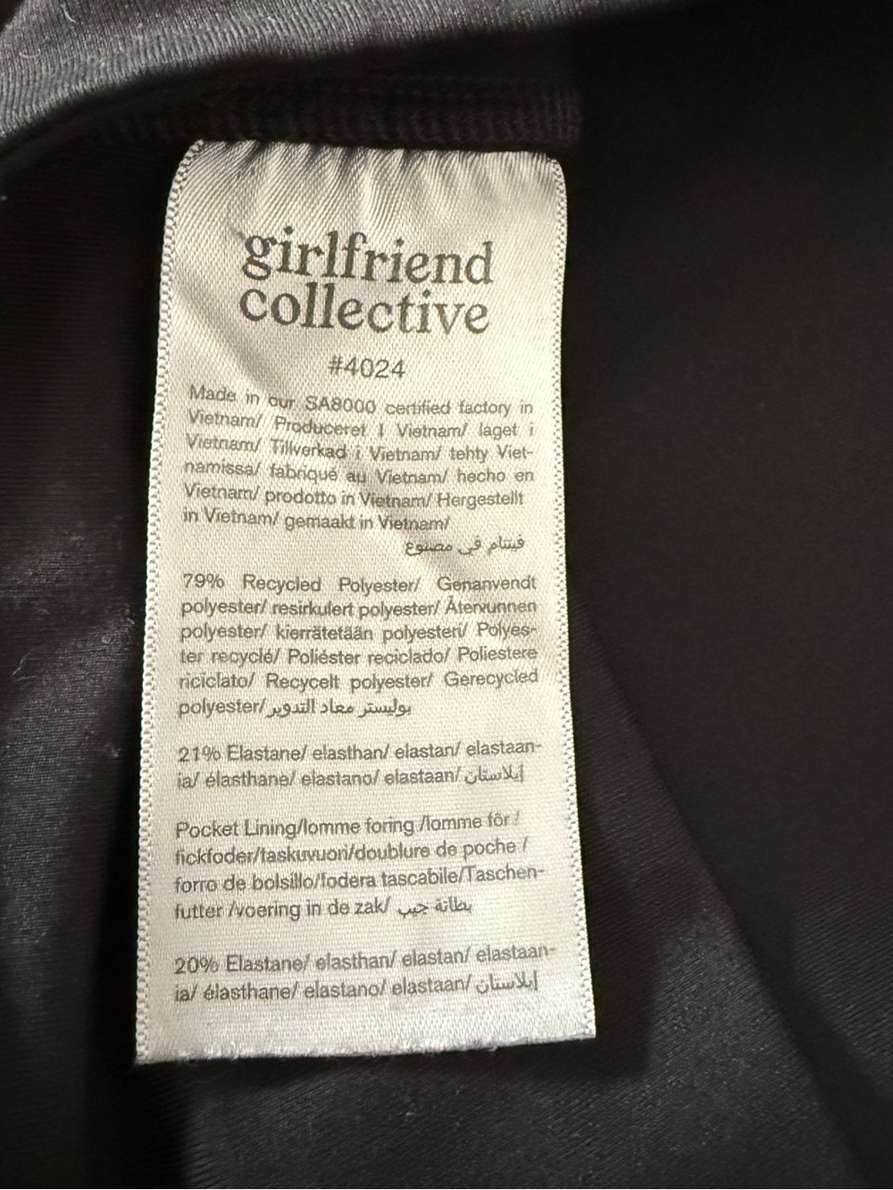 Girlfriend Collective Leggings S Black High Rise Pockets Gym Yoga Workout 4024 - Picture 8 of 11